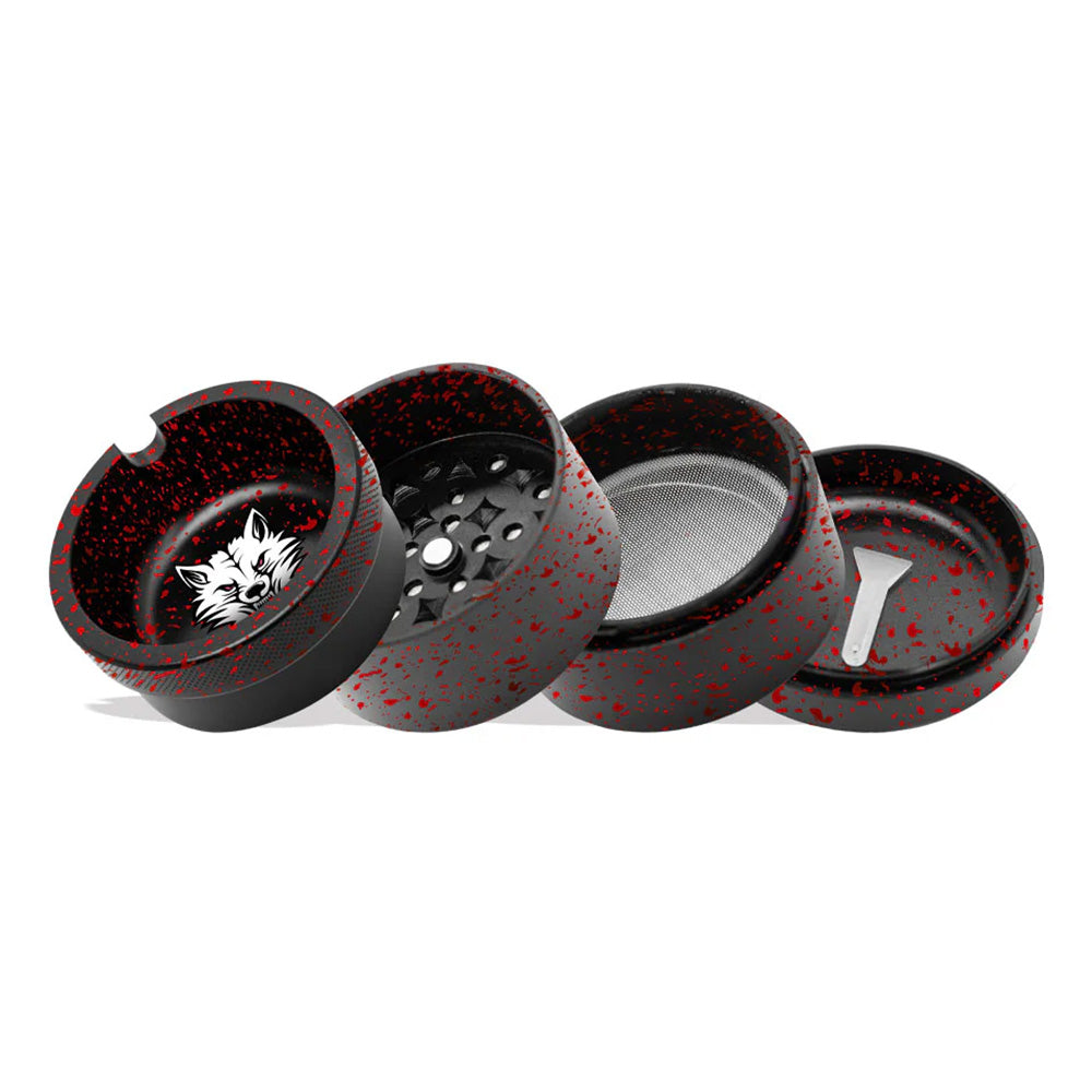 GRINDER) WULF BEVEL 4PC 65mm TOP ASHTRAY - TEAL BLACK SPATTER