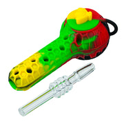 (SILICONE) 4" BEE STRATUS 2-IN-1 HAND PIPE & NECTAR COLLECTOR - RASTA