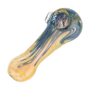 (HAND PIPE) 4.25" INSIDE COLOR BRUSH SPOON PIPE - BLUE