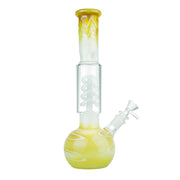(WATER PIPE) 12" COIL PERC WATER PIPE - WHITE YELLOW