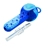 (SILICONE) 4" BEE STRATUS 2-IN-1 HAND PIPE & NECTAR COLLECTOR - BLUE LIGHT BLUE