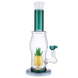 (WATER PIPE) 12" PINEAPPLE PERC - TEAL WHITE