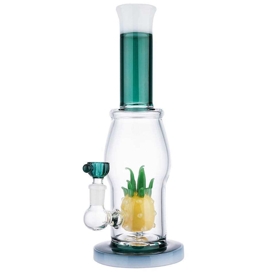 (WATER PIPE) 12" PINEAPPLE PERC - TEAL WHITE