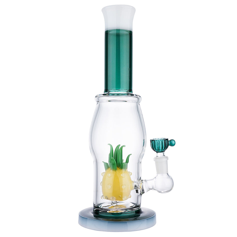 (WATER PIPE) 12" PINEAPPLE PERC - TEAL WHITE