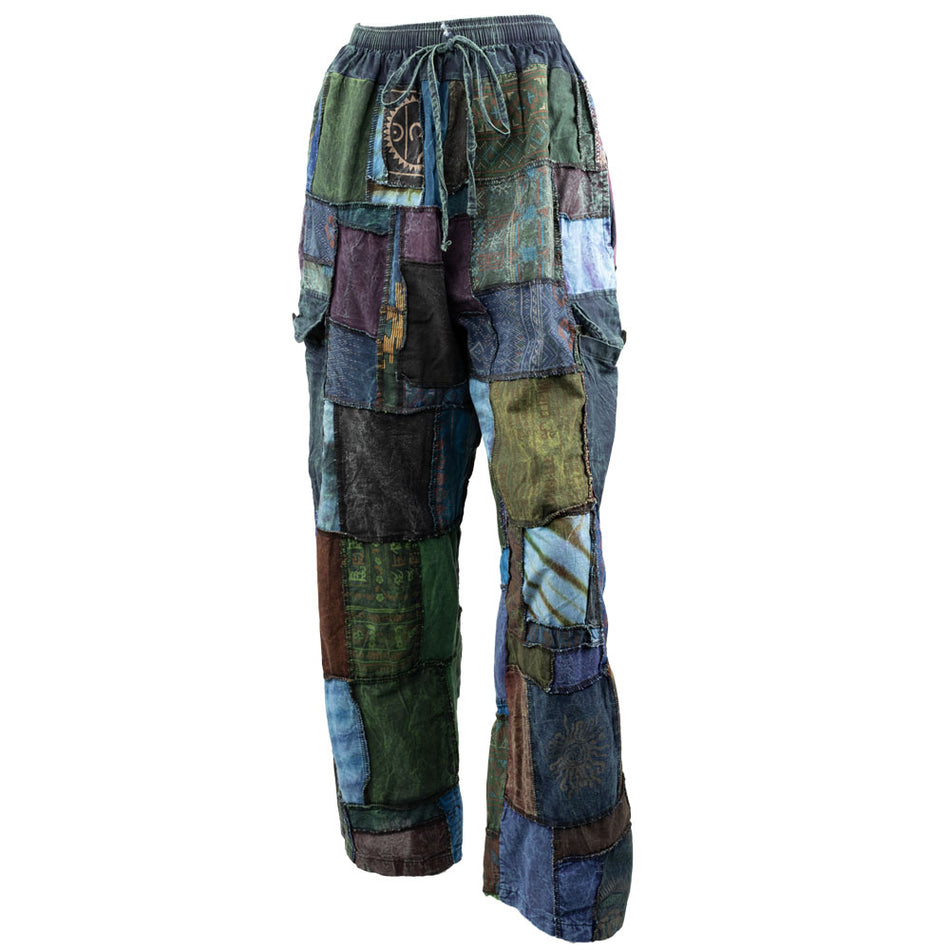 (CLOTHE) PATCHWORK 100% RAYON STRAIGHT LEG PANTS