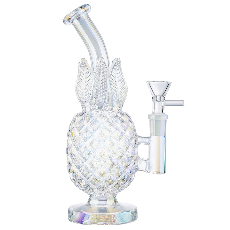(WATER PIPE) 8" PINEAPPLE - CLEAR RAINBOW