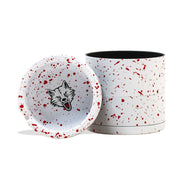 (GRINDER) WULF BEVEL 4PC 65mm TOP ASHTRAY - WHITE RED SPATTER