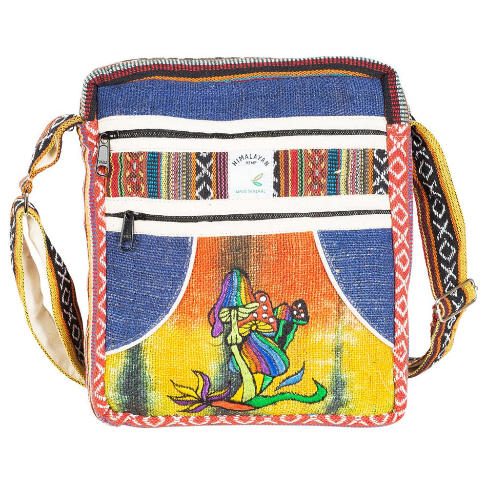 (BAG) SMALL HEMP CROSS BODY MUSHROOM DESIGN