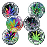 (ASHTRAY) ROUND GLASS SMALL LEAF CAT84-28 - 6CT