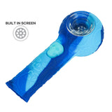 (SILICONE) STRATUS SKULL HAND PIPE - MARBLE BLUE