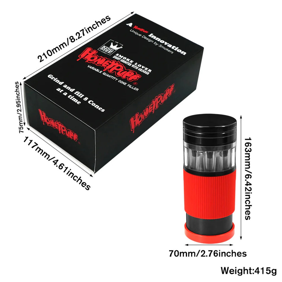 (GRINDER) HONEYPUFF GRINDER & 8 CONES SHOOTER