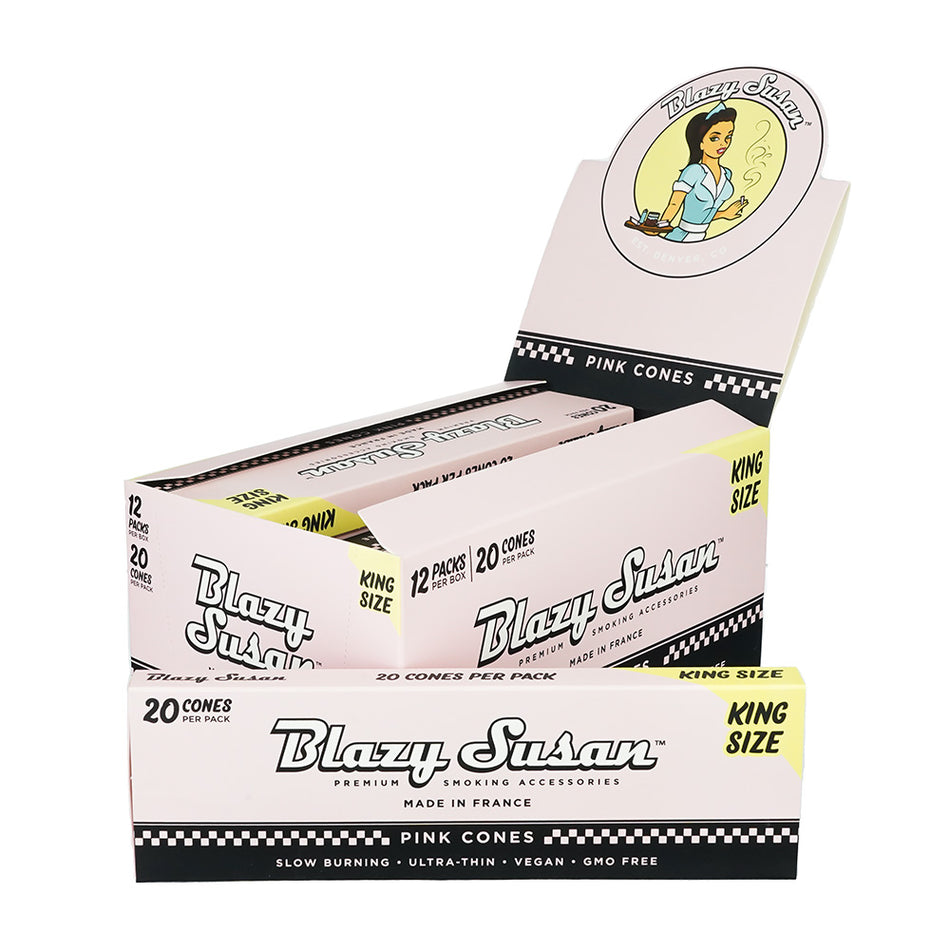 BLAZY SUSAN PINK PRE ROLL CONES KING 20CT 12PK