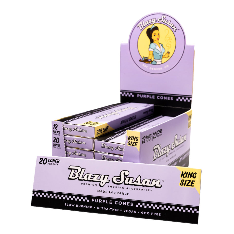 BLAZY SUSAN PURPLE PRE ROLL CONES KING 20CT 12PK