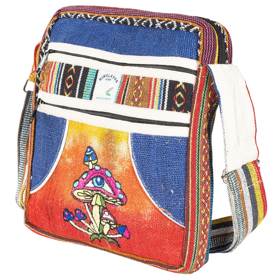 (BAG) SMALL HEMP CROSS BODY MUSHROOM DESIGN