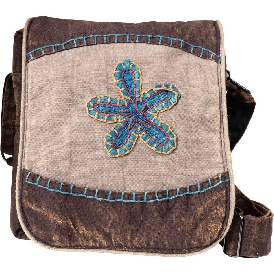 (BAG) SMALL COTTON EMBROIDERED FLOWER - ASSORTED
