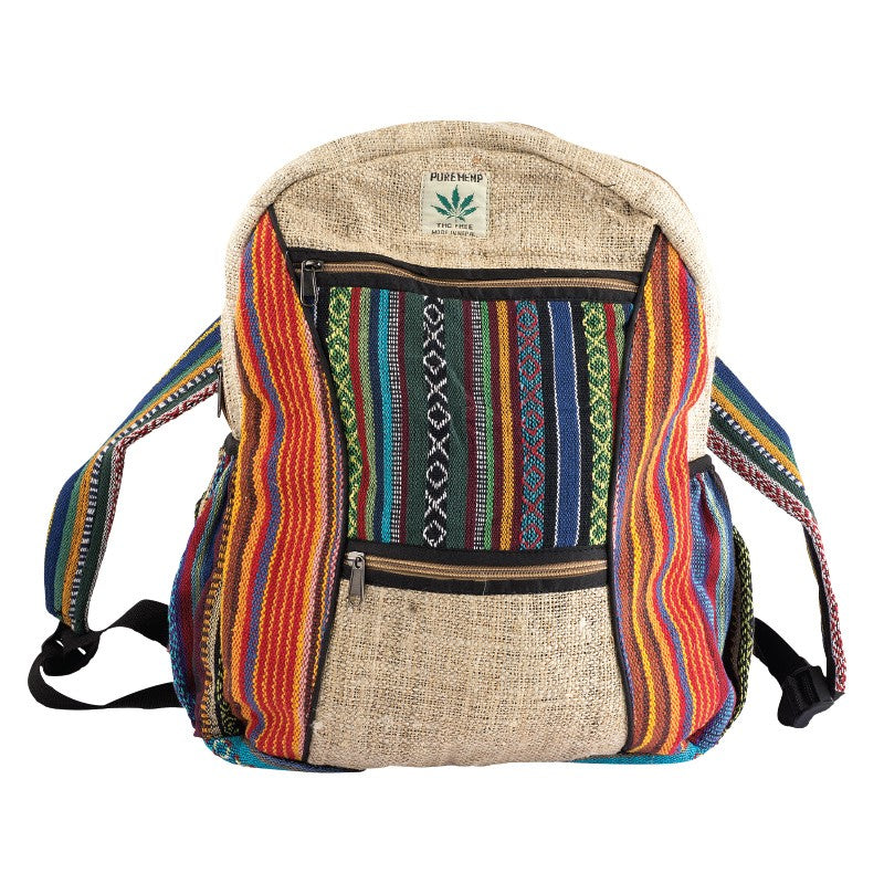 (BAG) MEDIUM HEMP BACKPACK MULTI COLOR STRIPE