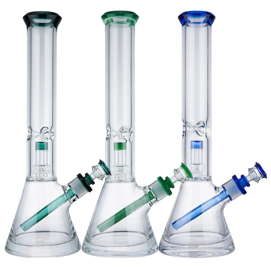 (WATER PIPE) 15.5" DIAMOND CUT UFO PERC - JADE GREEN