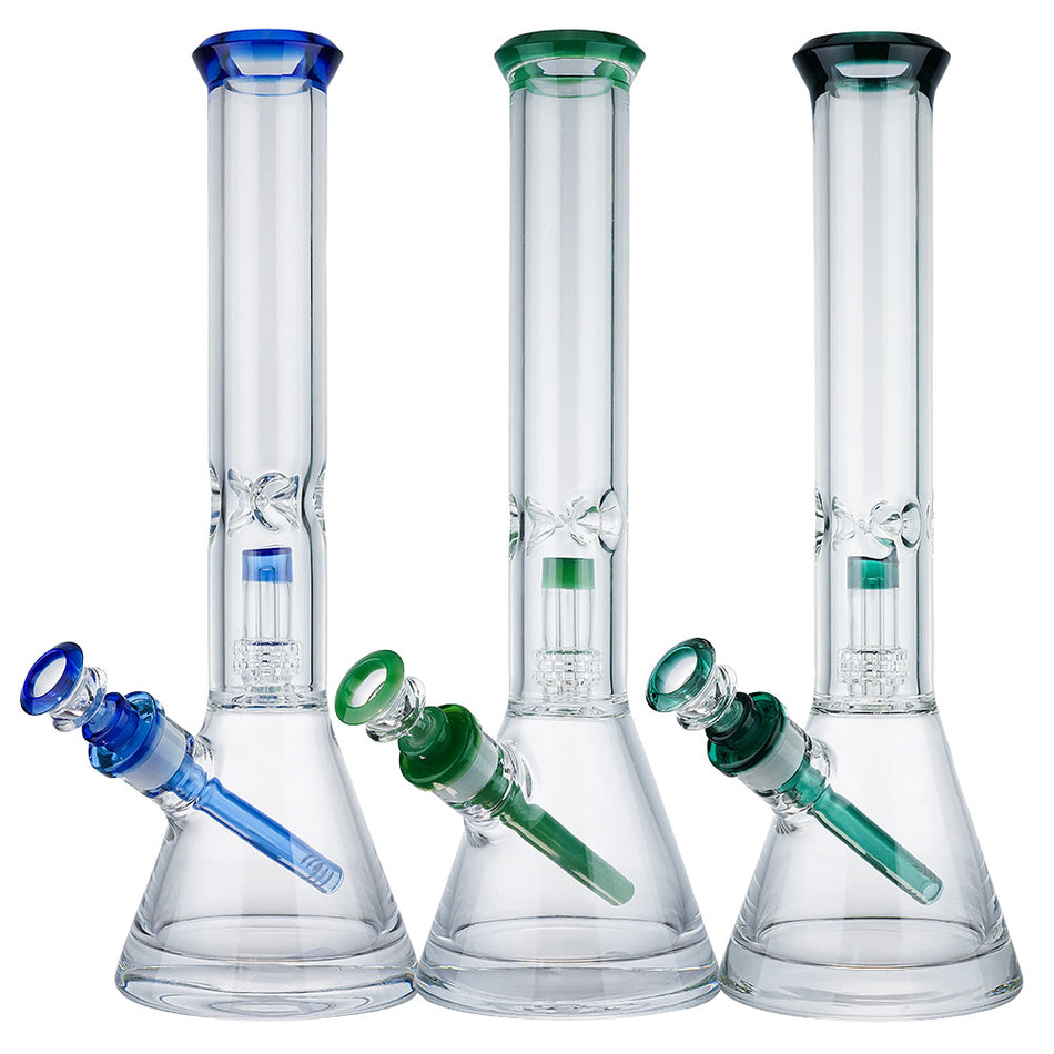 (WATER PIPE) 15.5" DIAMOND CUT UFO PERC - JADE GREEN