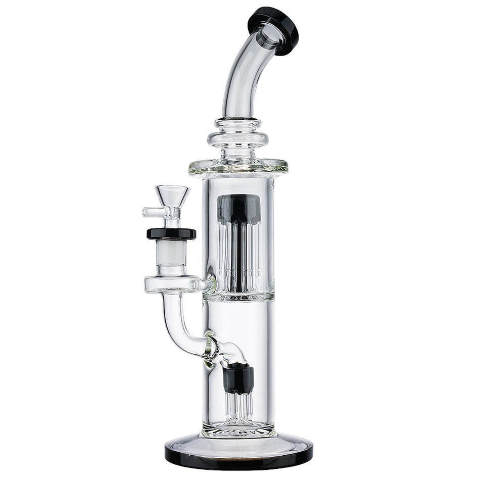 (WATER PIPE) 13" TREE PERC DOUBLE WHEEL - BLACK