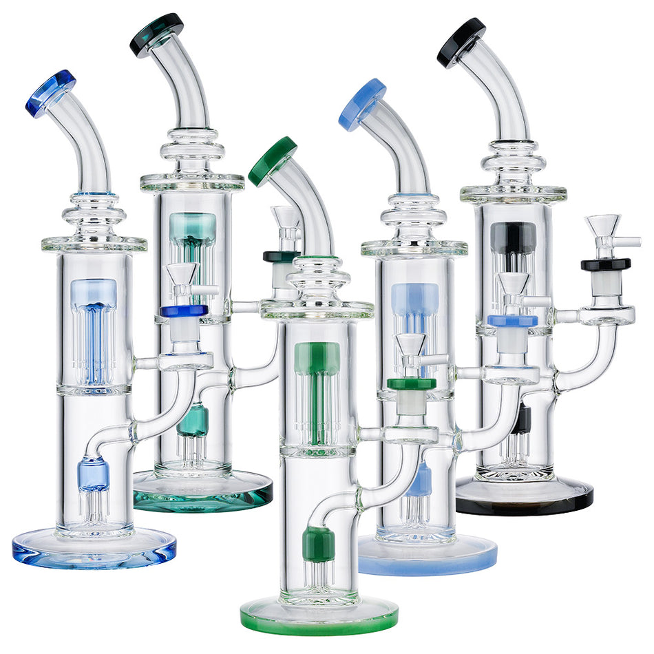 (WATER PIPE) 13" TREE PERC DOUBLE WHEEL - TEAL