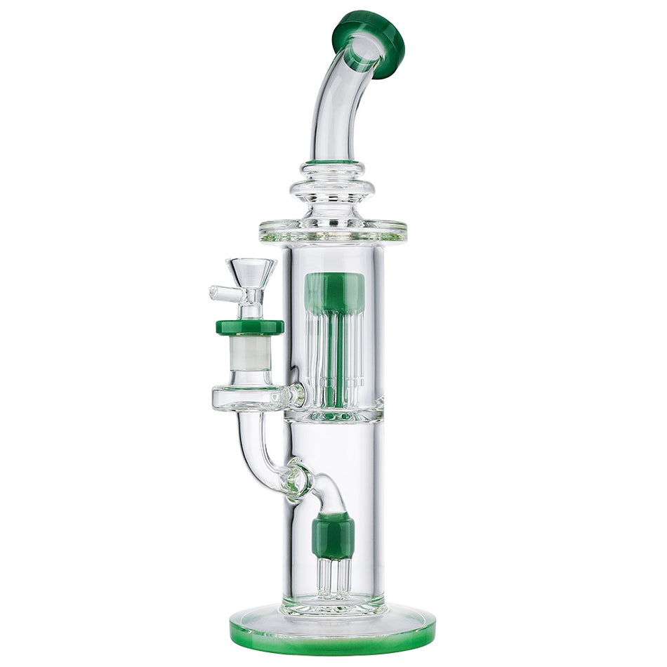 (WATER PIPE) 13" TREE PERC DOUBLE WHEEL - JADE GREEN