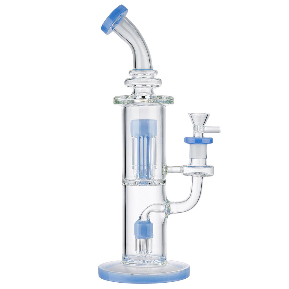 (WATER PIPE) 13" TREE PERC DOUBLE WHEEL - JADE BLUE