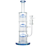 (WATER PIPE) 13" TRIPLE TREE PERC - LIGHT BLUE