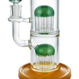 (WATER PIPE) 11" DOUBLE TREE PERC - AMBER GREEN