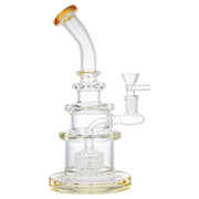 (WATER PIPE) 9.5" CAKE STYLE WITH BUILT IN PERC - AMBER