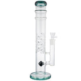 (WATER PIPE) 15" STRAIGHT BEAKER FINGER GRIP - TEAL