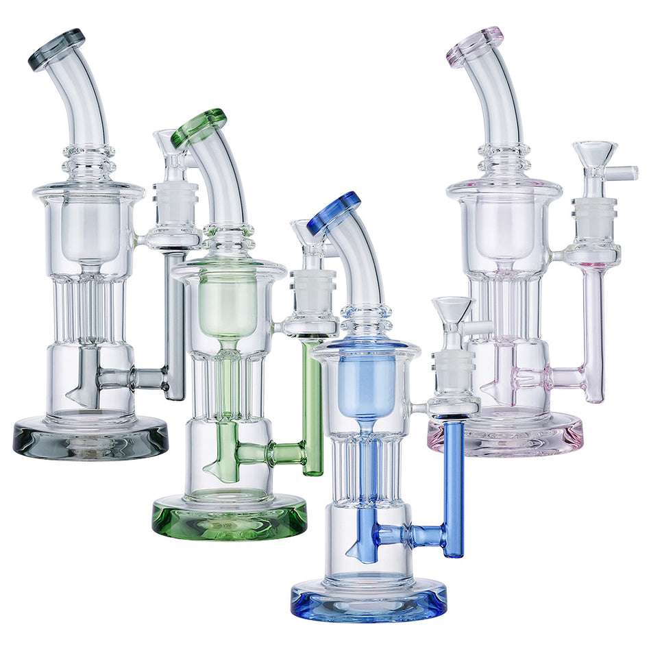 (WATER PIPE) 9.5" 6 ARM PERC - BLUE