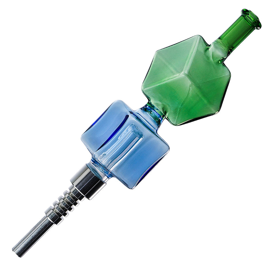 (NECTAR COLLECTOR) 5.7" DOUBLE CUBE SCREW TITANIUM TIP - BLUE / GREEN