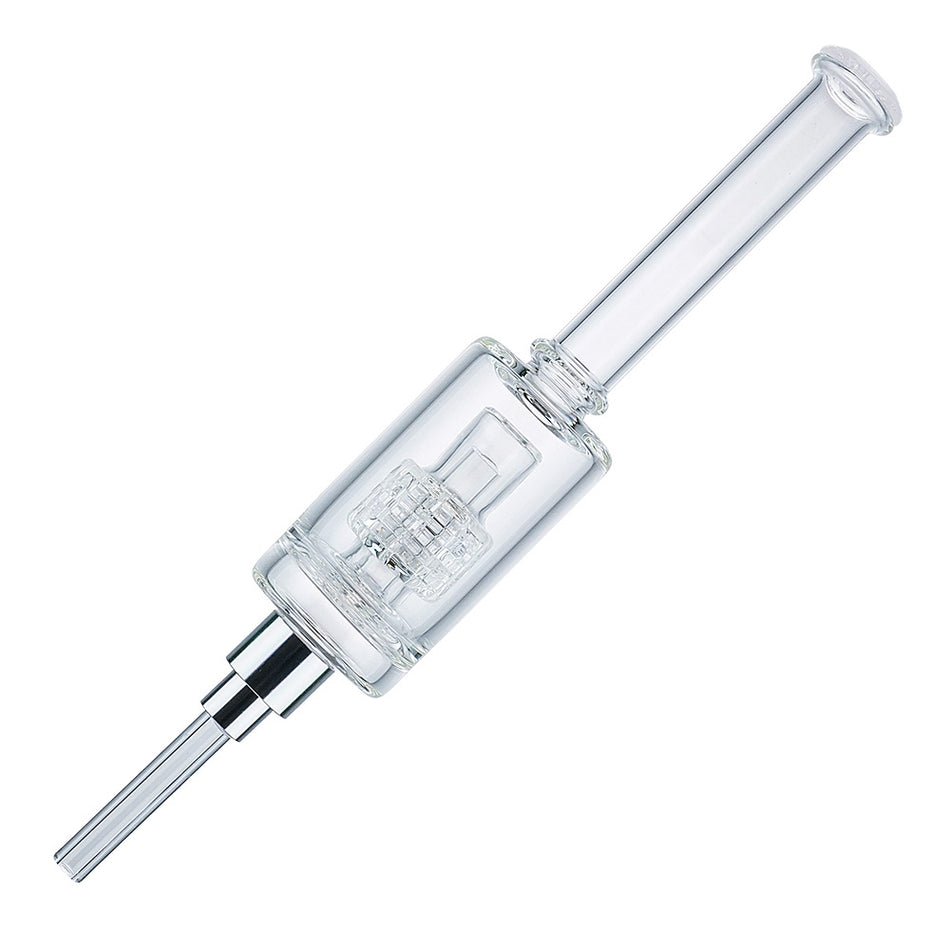 (NECTAR COLLECTOR) 6.7" DIAMOND CUT SCREW GLASS TIP - CLEAR