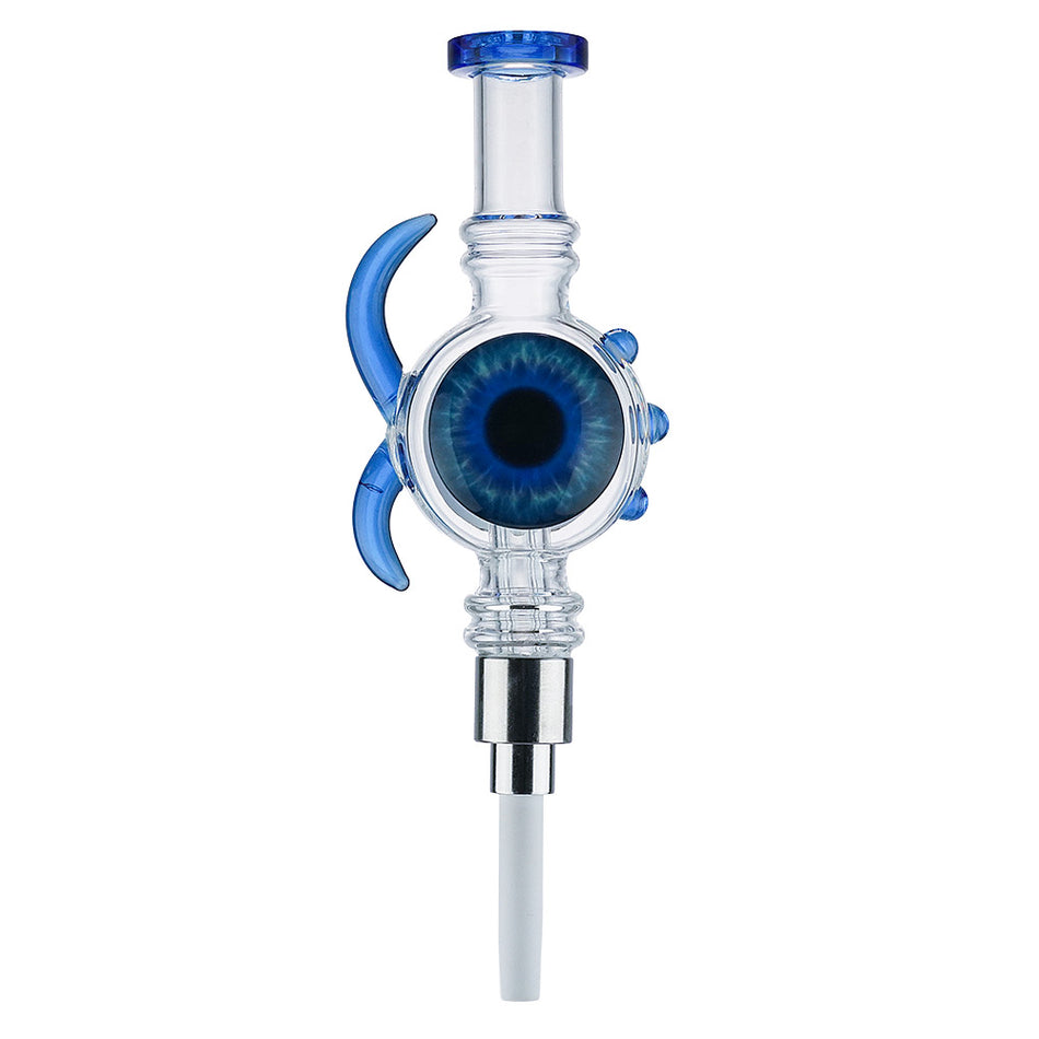 (NECTAR COLLECTOR) 4.8" EVIL EYE SCREW CERAMIC TIP - BLUE