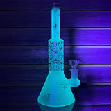 (WATER PIPE) 9.5" SANDBLASTED AND GLOW - GREEN