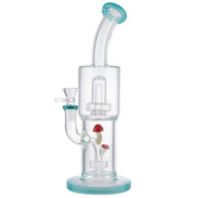 (WATER PIPE) 12" MUSHROOM PERC - BLUE/LIGHT TEAL