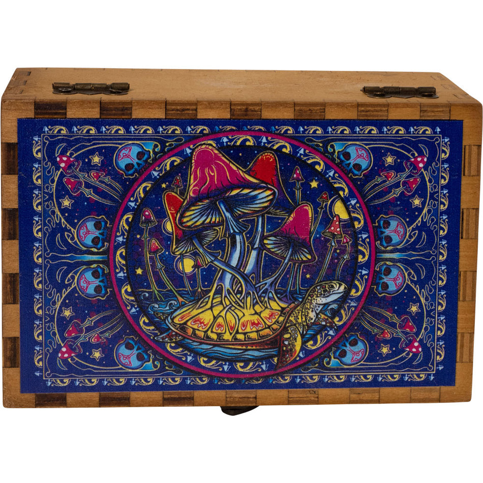 (WOODEN BOX) SMALL 6" X 4" MUSHROOMS