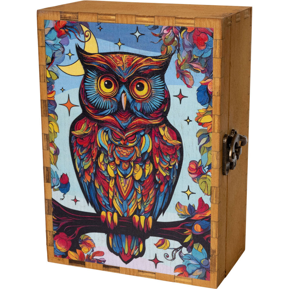 (WOODEN BOX) LARGE 5" X 7" OWL