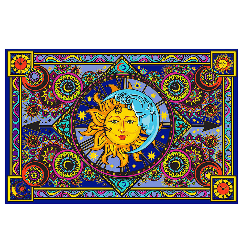 (3D TAPESTRIES) 60" X 90" SUN MOON CLOCK