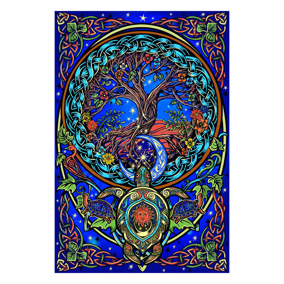 (3D TAPESTRIES) 60" X 90" TREE OF LIFE TORTOISE
