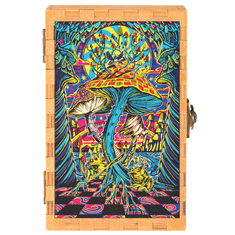 (WOODEN BOX) SMALL 6" X 4" MUSHROOMS