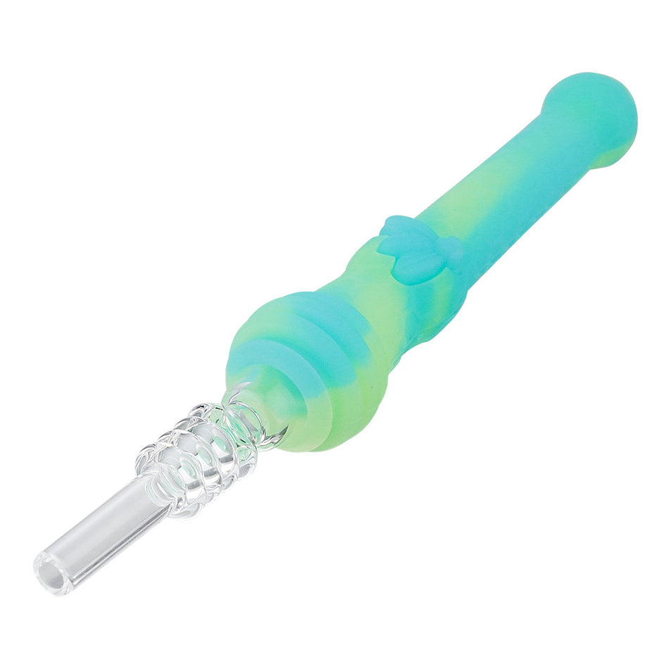 (SILICONE) STRATUS 7" BEE HONEY DIPPER - AQUA GLOW