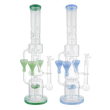 (WATER PIPE) 19" TRIPLE DROPPER PERC - JADE BLUE