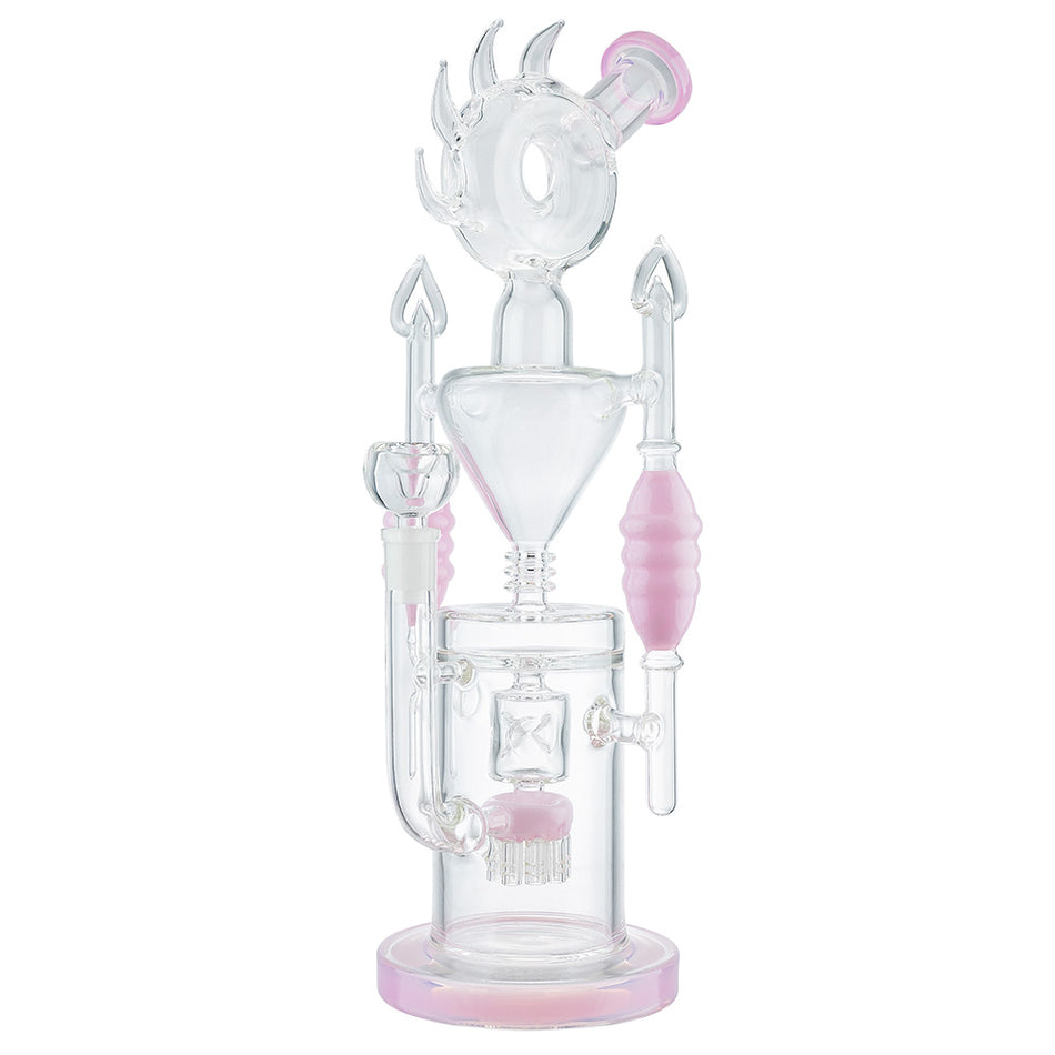 (WATER PIPE) 16" DONUT ON MULTI PERC - MARBLE PINK