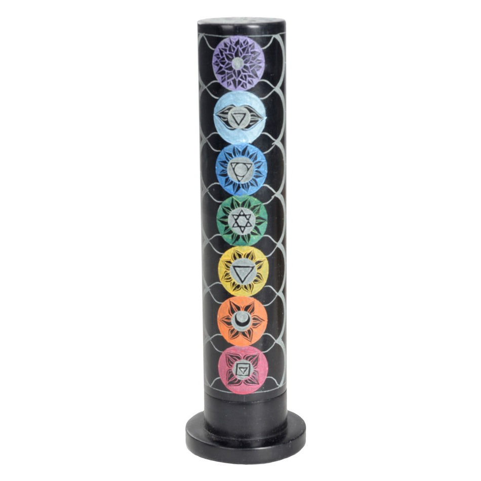 (INCENSE HOLDER) 10.5" SOAPSTONE 7 CHAKRA #66747