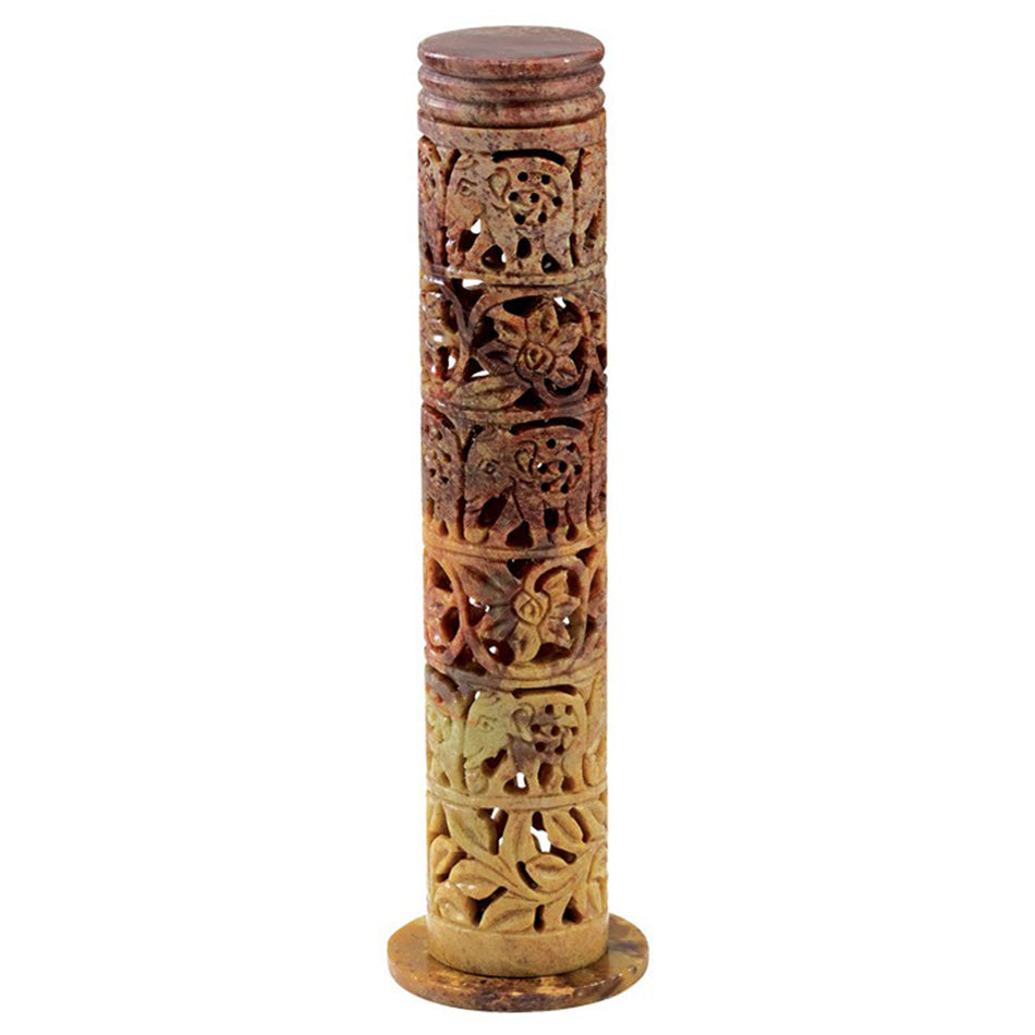 (INCENSE HOLDER) 10" SOAPSTONE MULTI TOWER #6716