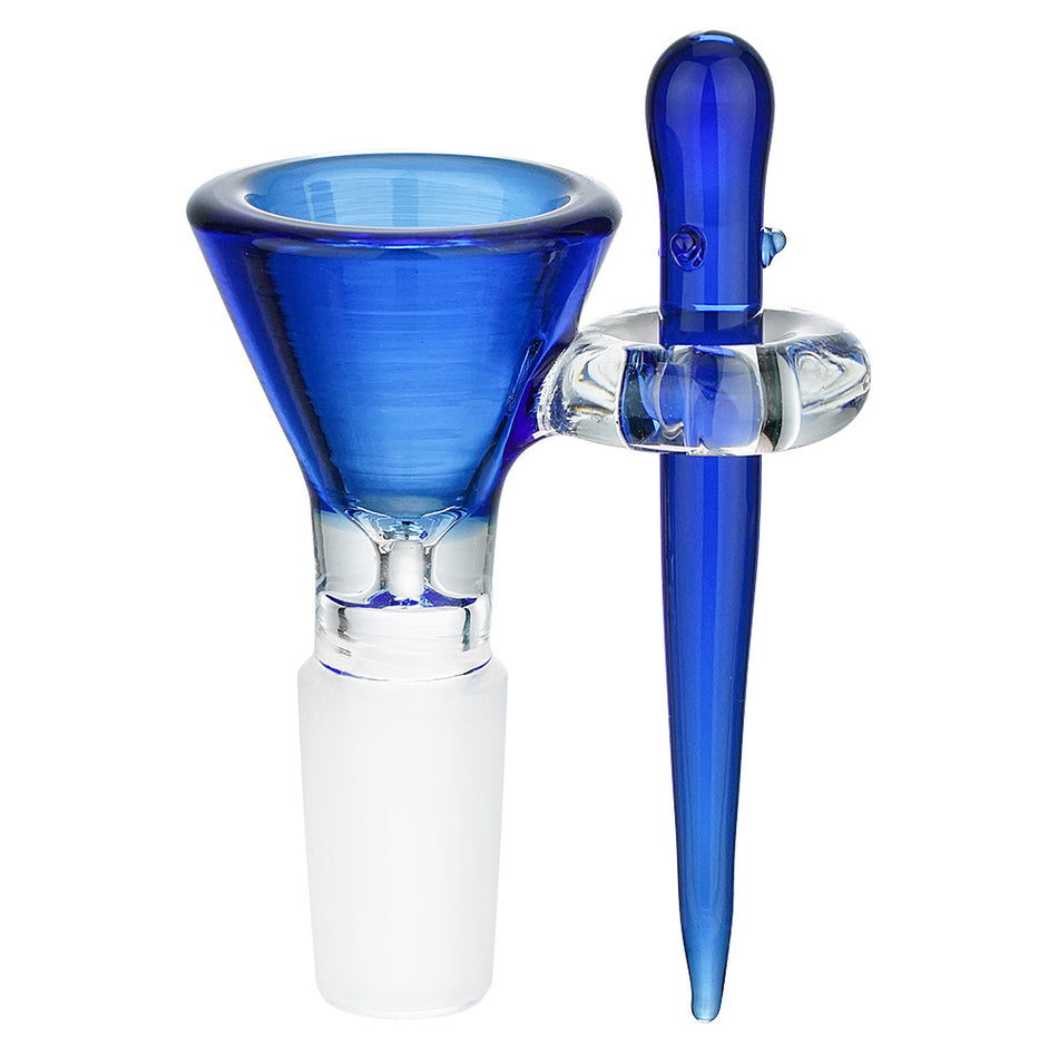 (BOWL) 14mm FUNNEL WITH GLASS POKER - BLUE
