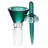 (BOWL) 14mm FUNNEL WITH GLASS POKER - TEAL