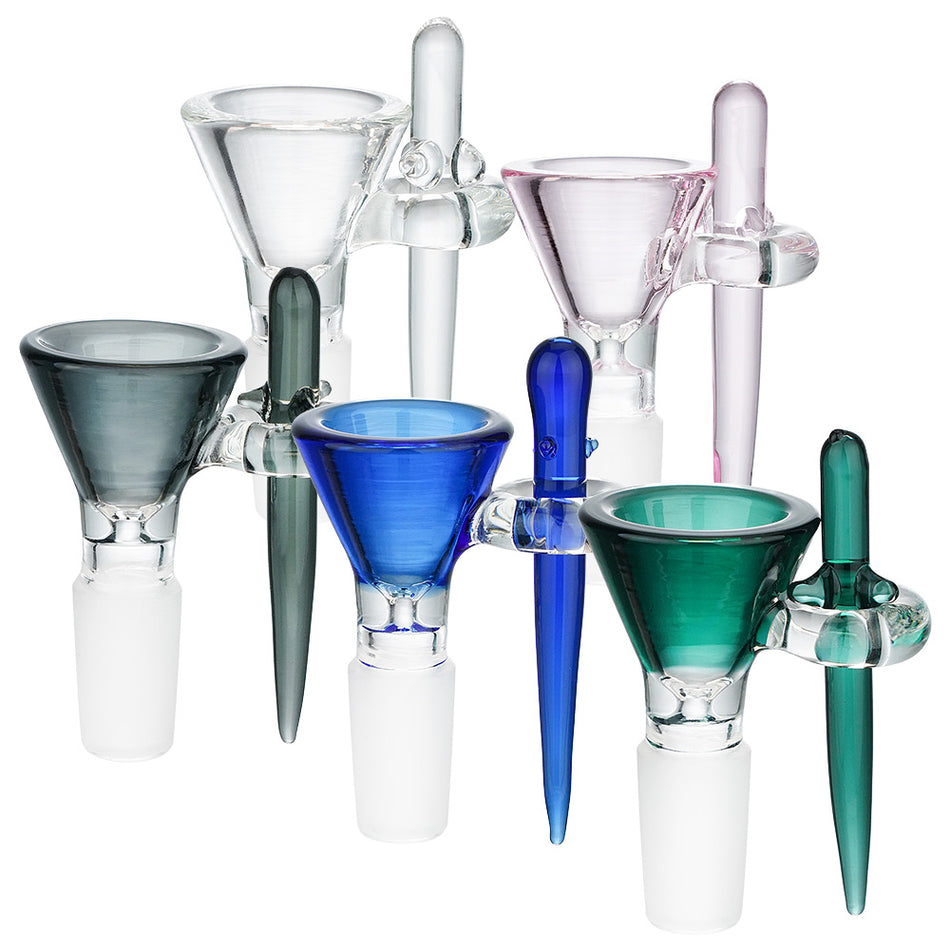 (BOWL) 14mm FUNNEL WITH GLASS POKER - CLEAR