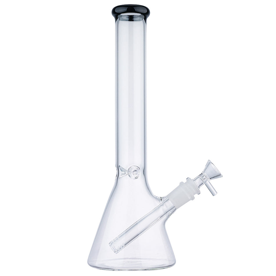 (WATER PIPE) 12" CLEAR BEAKER WITH COLOR ACCENT - BLACK